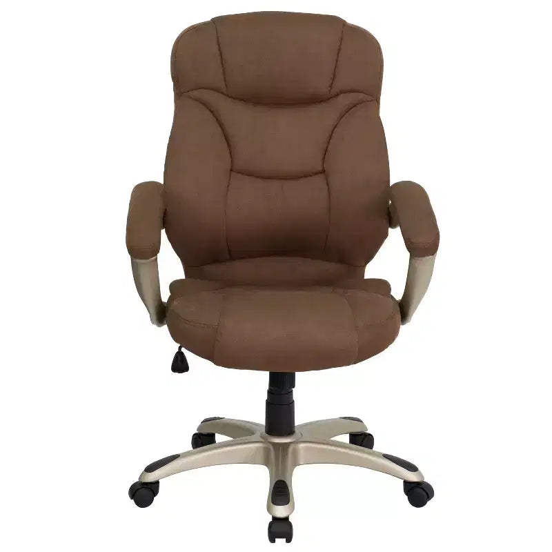 Sedia da ufficio ergonomica direzionale con schienale alto e base e braccioli in nylon argentato