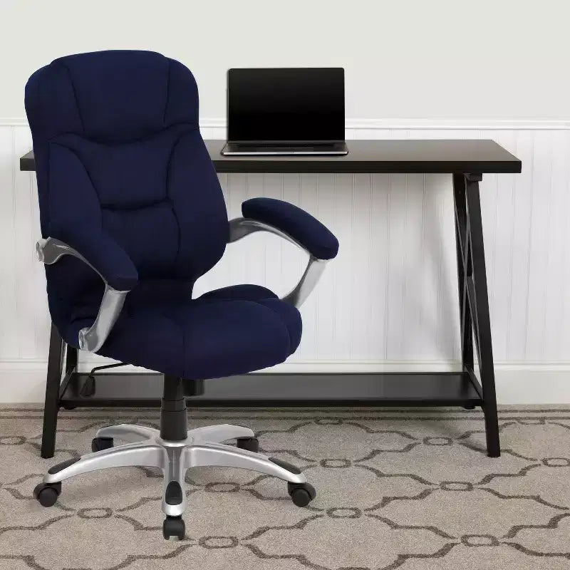 Sedia da ufficio ergonomica direzionale con schienale alto e base e braccioli in nylon argentato