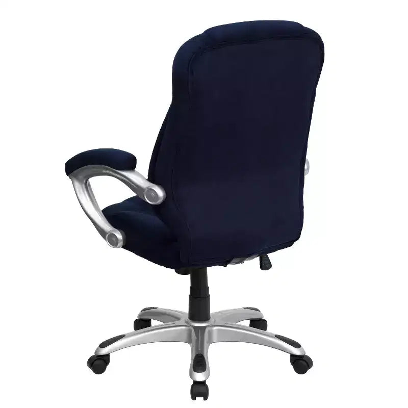Sedia da ufficio ergonomica direzionale con schienale alto e base e braccioli in nylon argentato