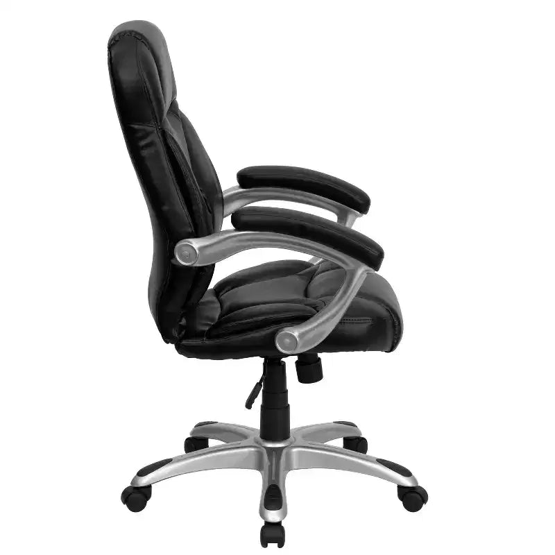 Sedia da ufficio ergonomica direzionale con schienale alto e base e braccioli in nylon argentato