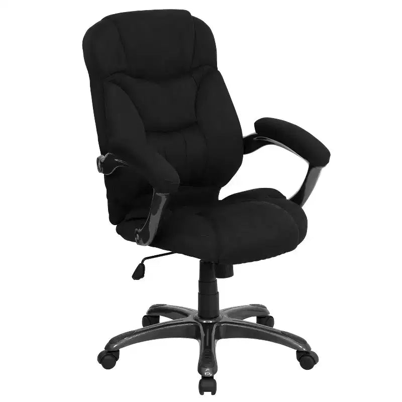 Sedia da ufficio ergonomica direzionale con schienale alto e base e braccioli in nylon argentato
