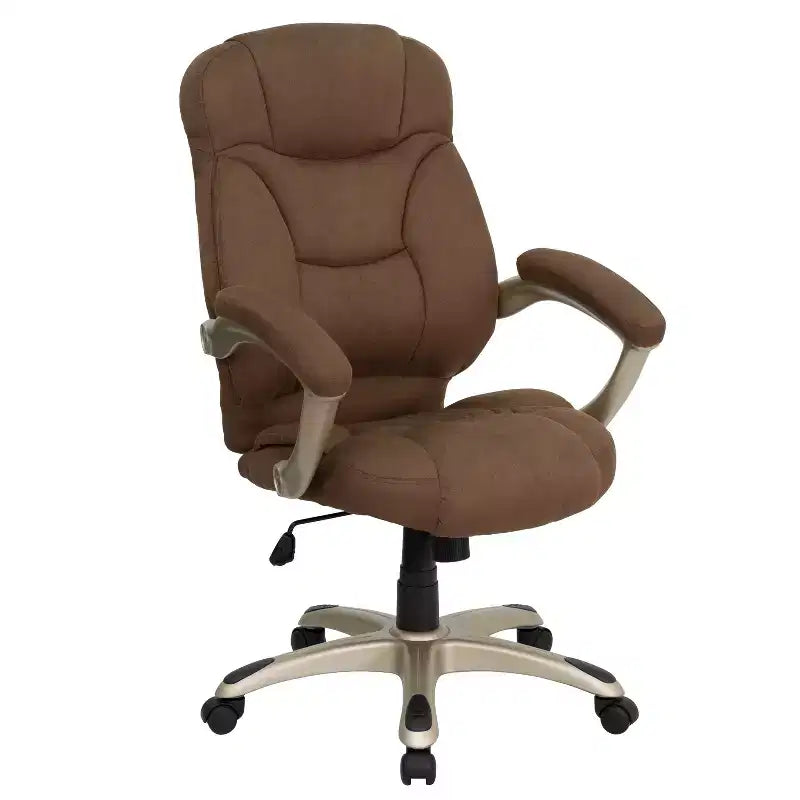Sedia da ufficio ergonomica direzionale con schienale alto e base e braccioli in nylon argentato