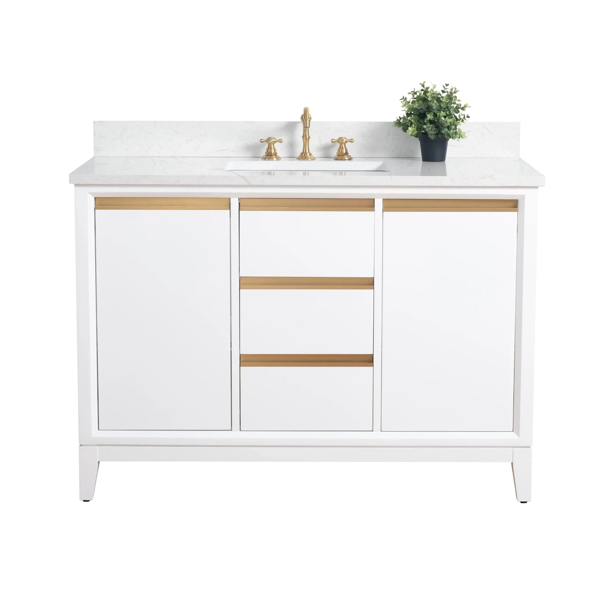 Mueble de baño Vanity Art con lavabo de cerámica y encimera de mármol de ingeniería