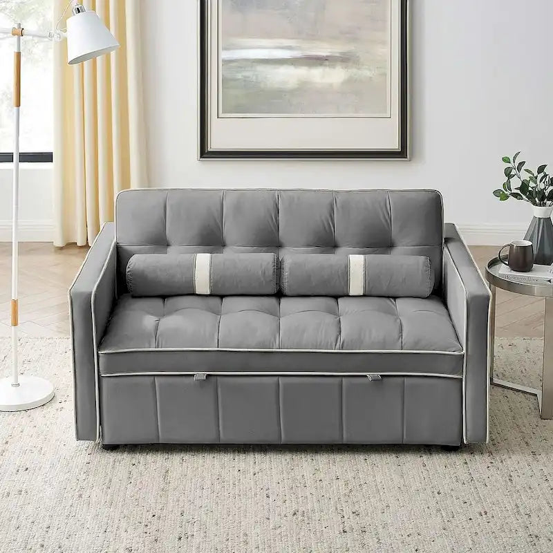Sofá Cama Extraíble Multifuncional de Terciopelo con Respaldo Reclinable Ajustable con Almohadas - N/A