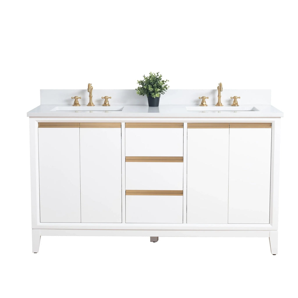 Mueble de baño Vanity Art con lavabo de cerámica y encimera de mármol de ingeniería