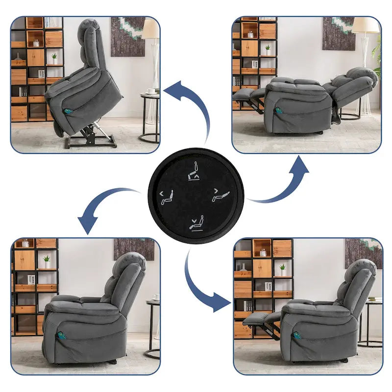 Sillón reclinable plano con función de elevación para personas mayores con masaje y calor