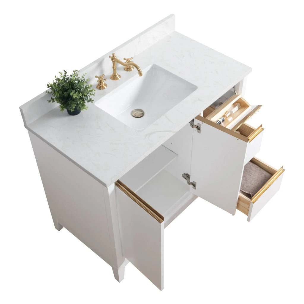 Mueble de baño Vanity Art con lavabo de cerámica y encimera de mármol de ingeniería