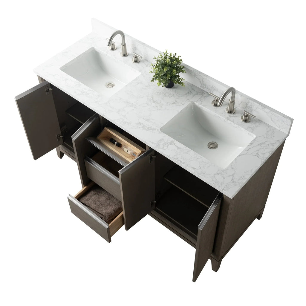 Mueble de baño Vanity Art con lavabo de cerámica y encimera de mármol de ingeniería