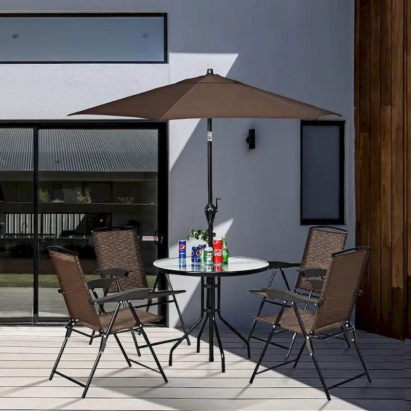 Mesa redonda de 32" para patio exterior Costway con cubierta de vidrio templado
