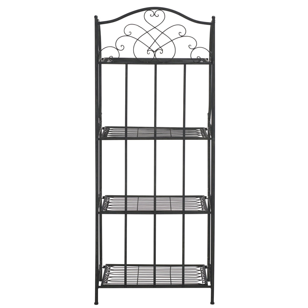 SAFAVIEH Bryn Estantería de panadero victoriana de hierro forjado de 4 niveles para exteriores - 25 pulg. An. x 15 pulg. Prof. x 63 pulg. Al. - 25 An. x 15 Prof. x 63 Al.