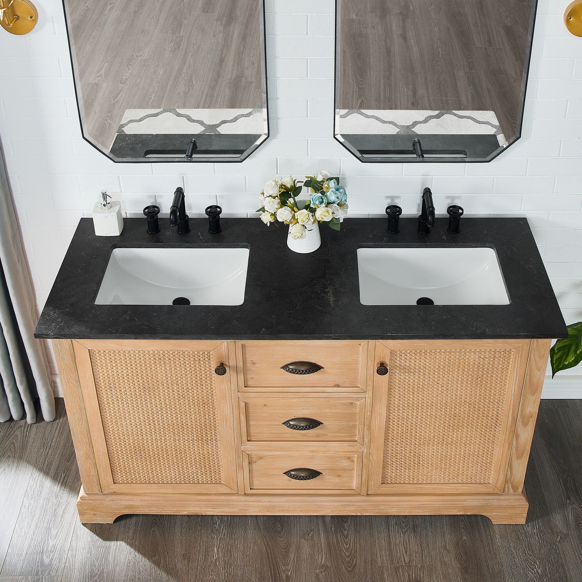 Mueble de baño Hervas con encimera de mármol natural sin espejo