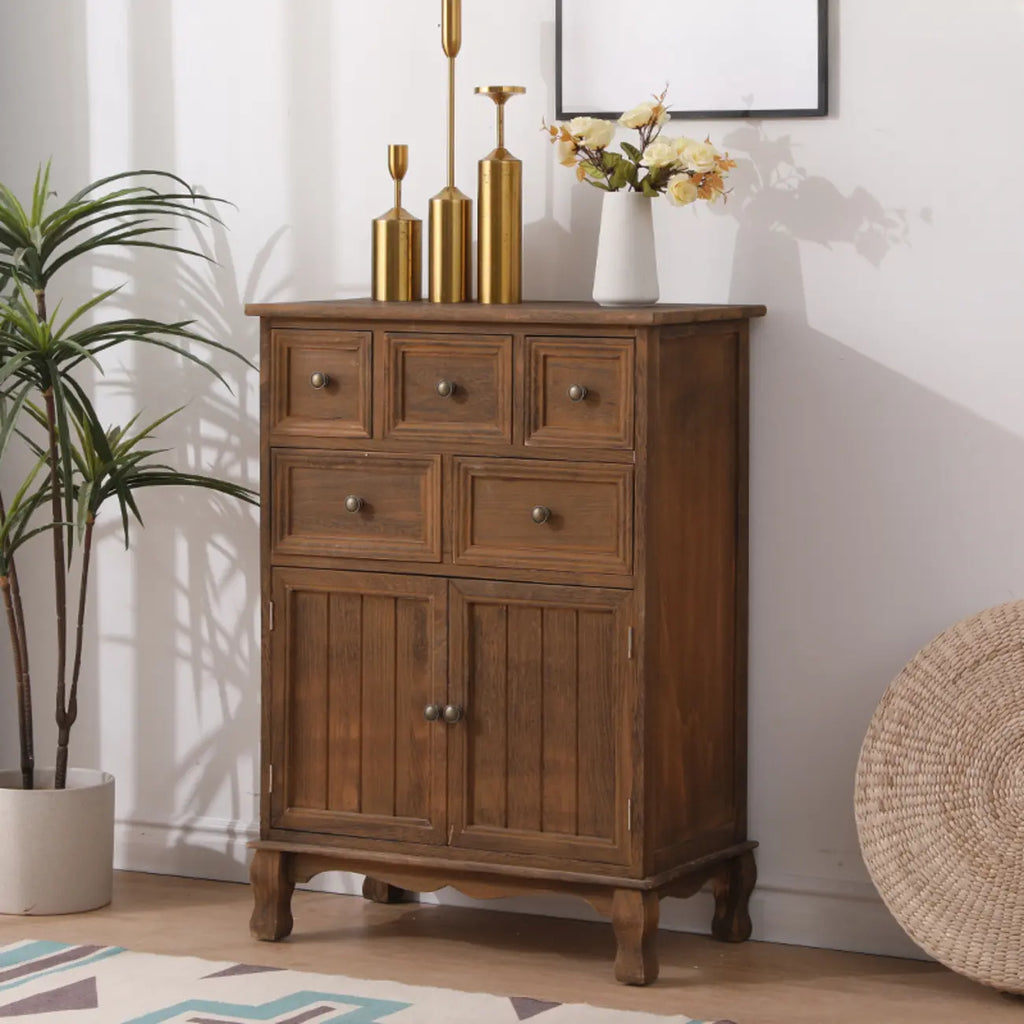 Mueble auxiliar rústico de madera marrón para almacenamiento en la sala de estar