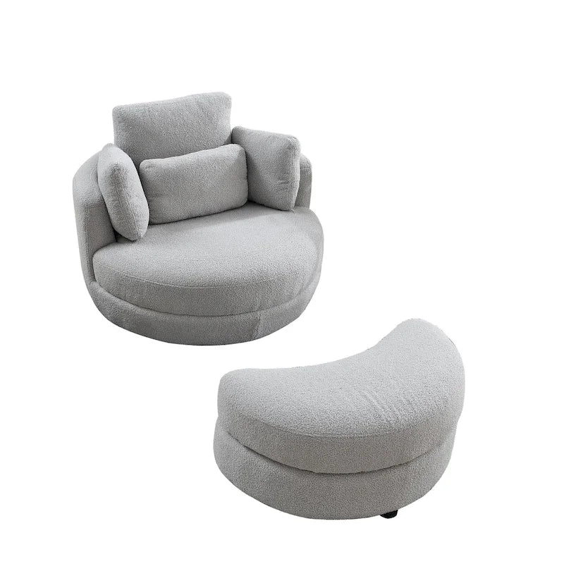 Sillón redondo giratorio grande con otomana de almacenamiento Moon