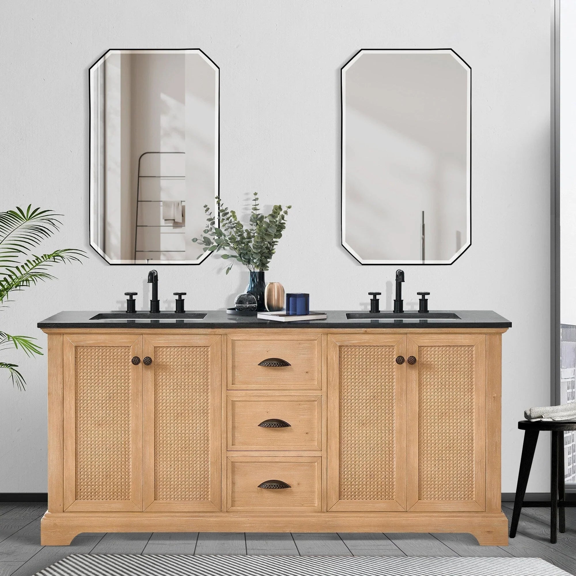 Mueble de baño Hervas con encimera de mármol natural sin espejo