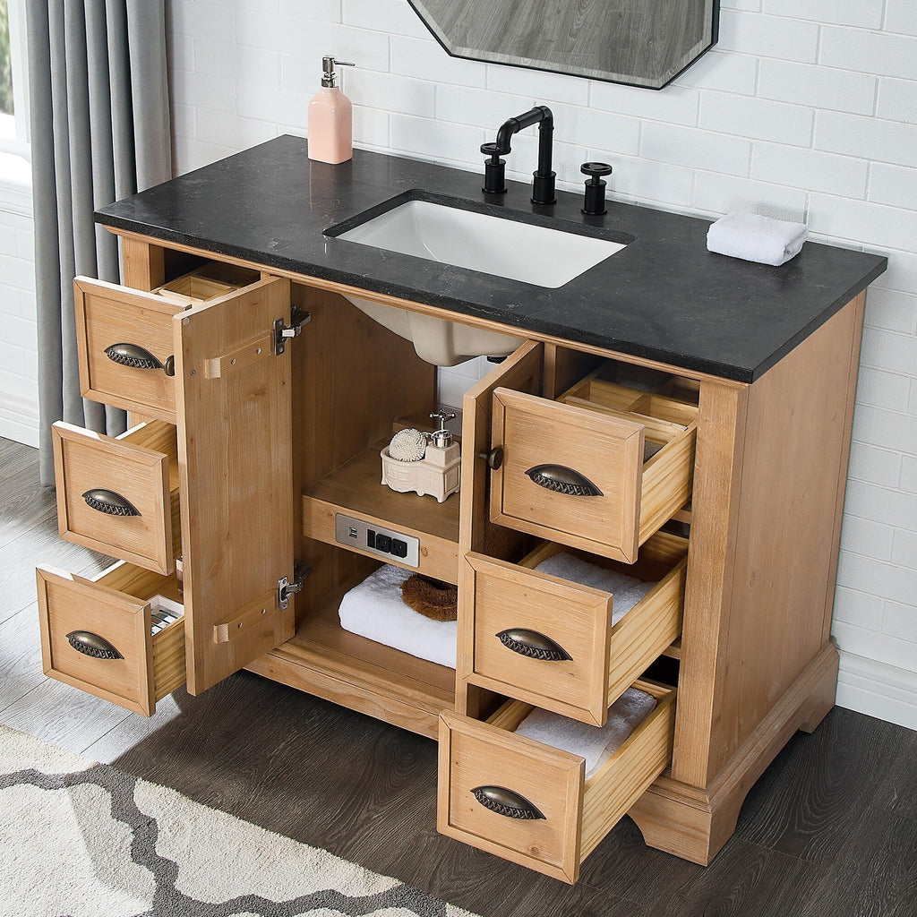 Mueble de baño Hervas con encimera de mármol natural sin espejo