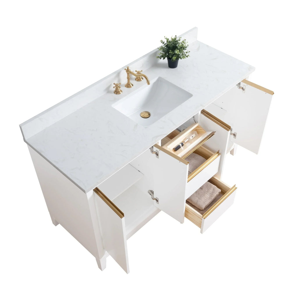 Mueble de baño Vanity Art con lavabo de cerámica y encimera de mármol de ingeniería