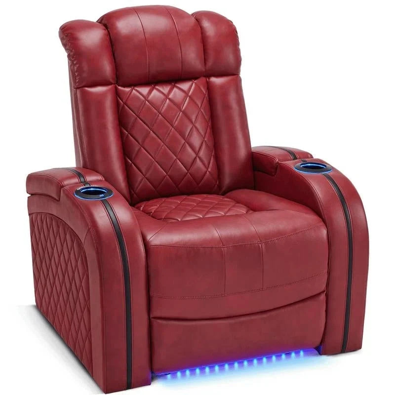 MCombo Sillón reclinable eléctrico con reposacabezas ajustable, asiento de cine en casa de dos motores con puerto USB, cuero transpirable HTS411