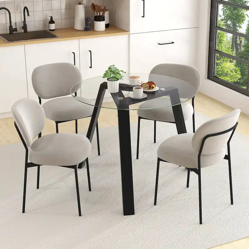 Mesa de comedor redonda de cristal Costway 36 para 4 personas con cristal templado - Ver detalles