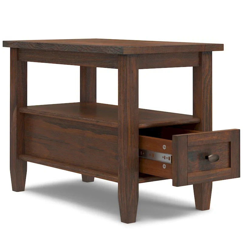 WYNDENHALL Norfolk Mesa auxiliar estrecha rectangular de madera maciza, estilo de transición, 14 pulgadas de ancho - 14 pulgadas de ancho