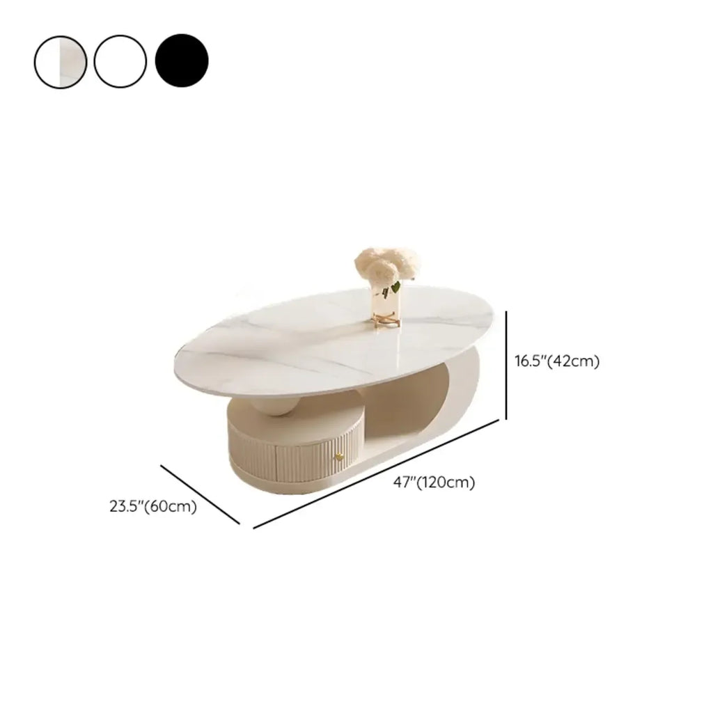 Mesa de centro moderna con cubierta de piedra blanca y resistente a los arañazos
