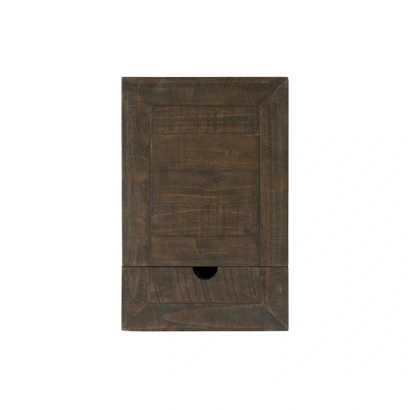 Mesa auxiliar Monterey de madera maciza con tomas de corriente ocultas
