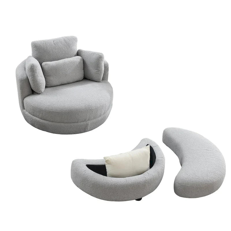 Sillón redondo giratorio grande con otomana de almacenamiento Moon