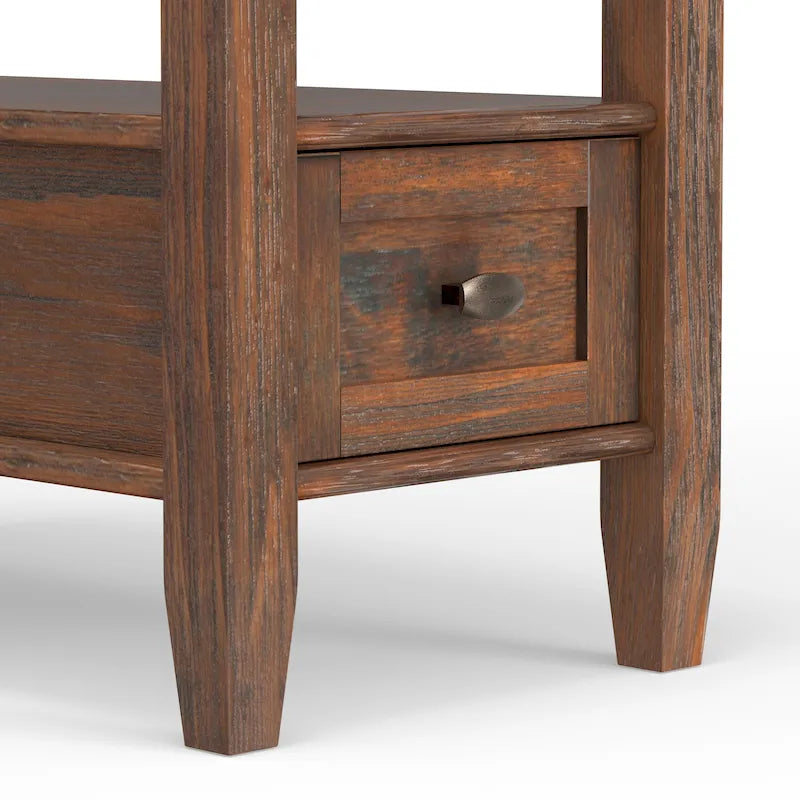 WYNDENHALL Norfolk Mesa auxiliar estrecha rectangular de madera maciza, estilo de transición, 14 pulgadas de ancho - 14 pulgadas de ancho