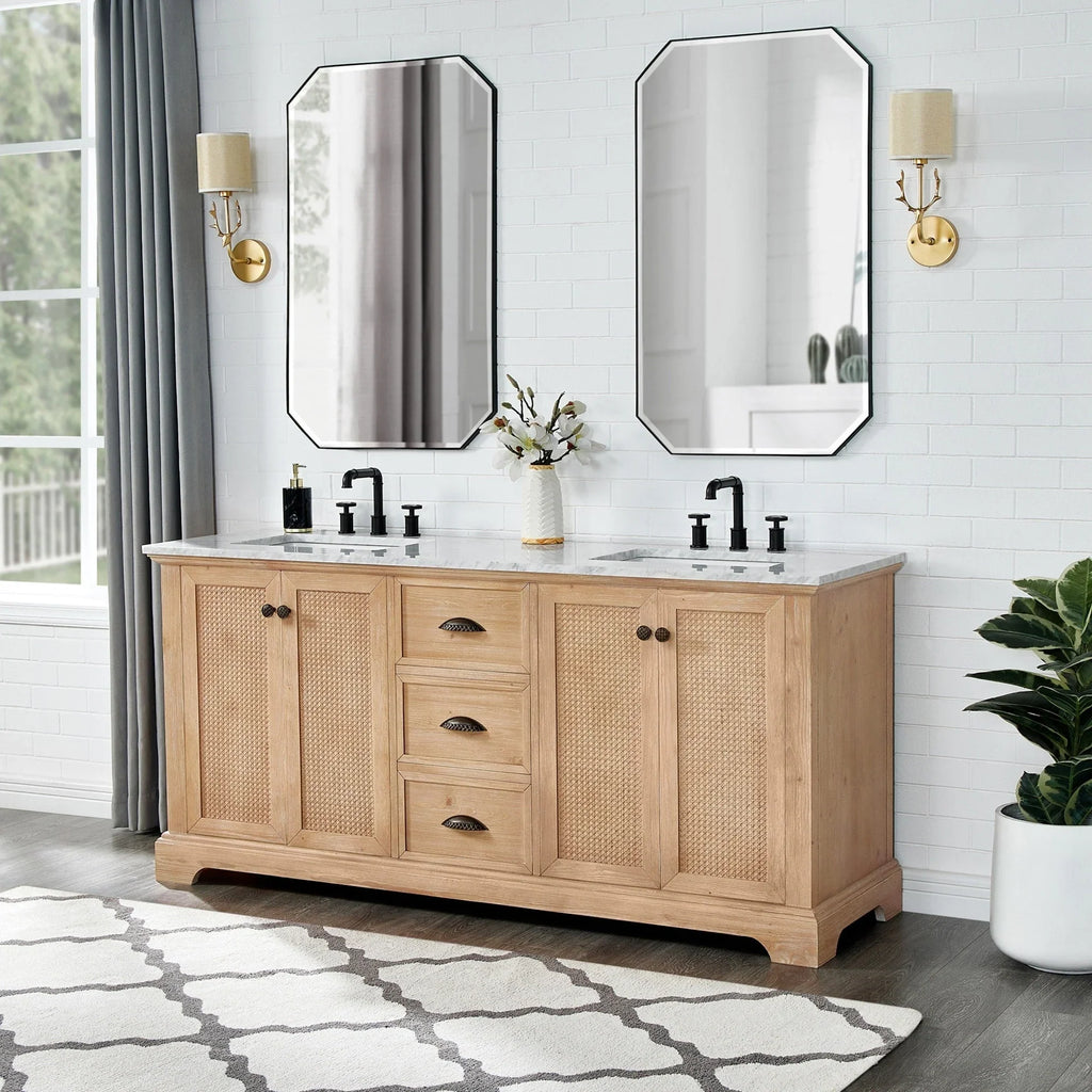 Mueble de baño Hervas con encimera de mármol natural sin espejo