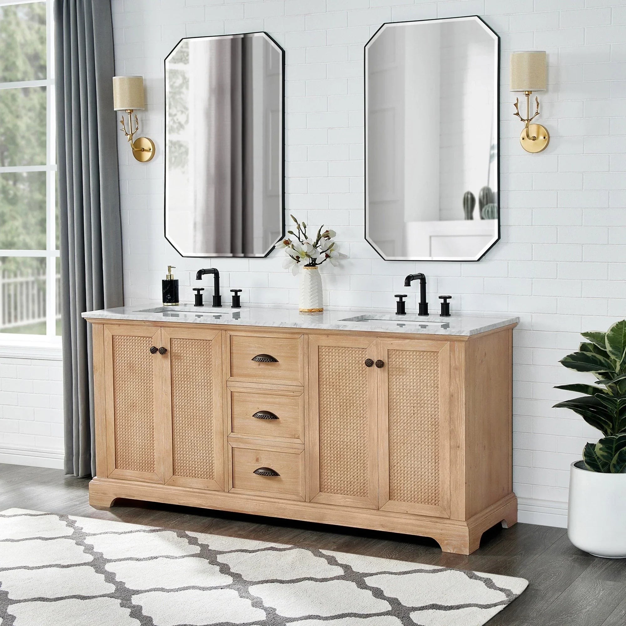 Mueble de baño Hervas con encimera de mármol natural sin espejo