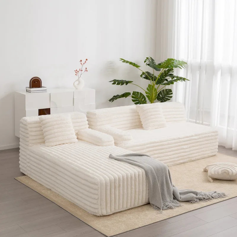 Sofá seccional Cloud, sofá moderno tapizado con 2 cojines, sofá de combinación libre, sofá seccional modular en forma de L