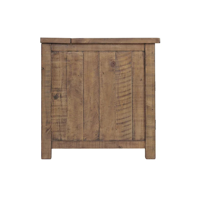 Mesa auxiliar Monterey de madera maciza con tomas de corriente ocultas