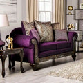 Sofá de dos plazas tradicional Grendel de chenilla morada con reposabrazos enrollados de Furniture of America