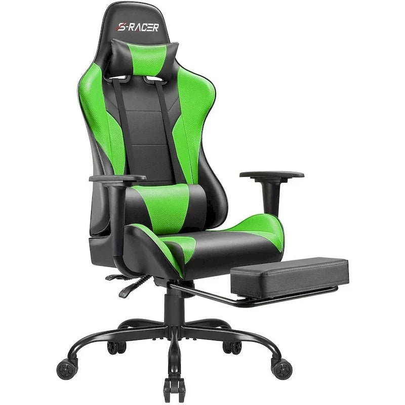 Silla Gamer con Reposapiés - Silla de Escritorio Ergonómica