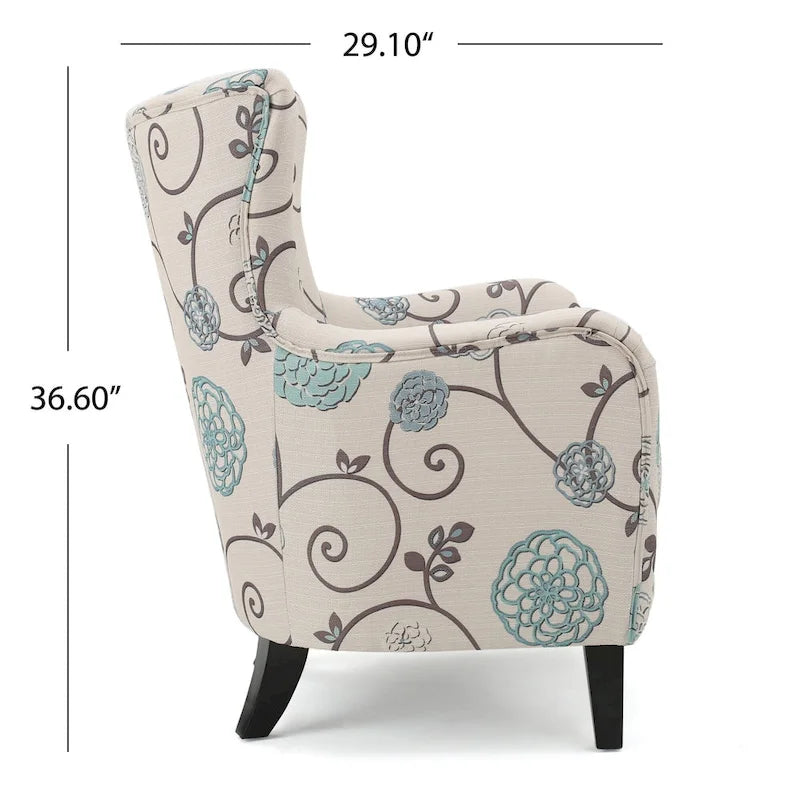 Sillón tapizado de respaldo alto Modern Retro de 30.25 pulgadas con patas de madera para sala de estar