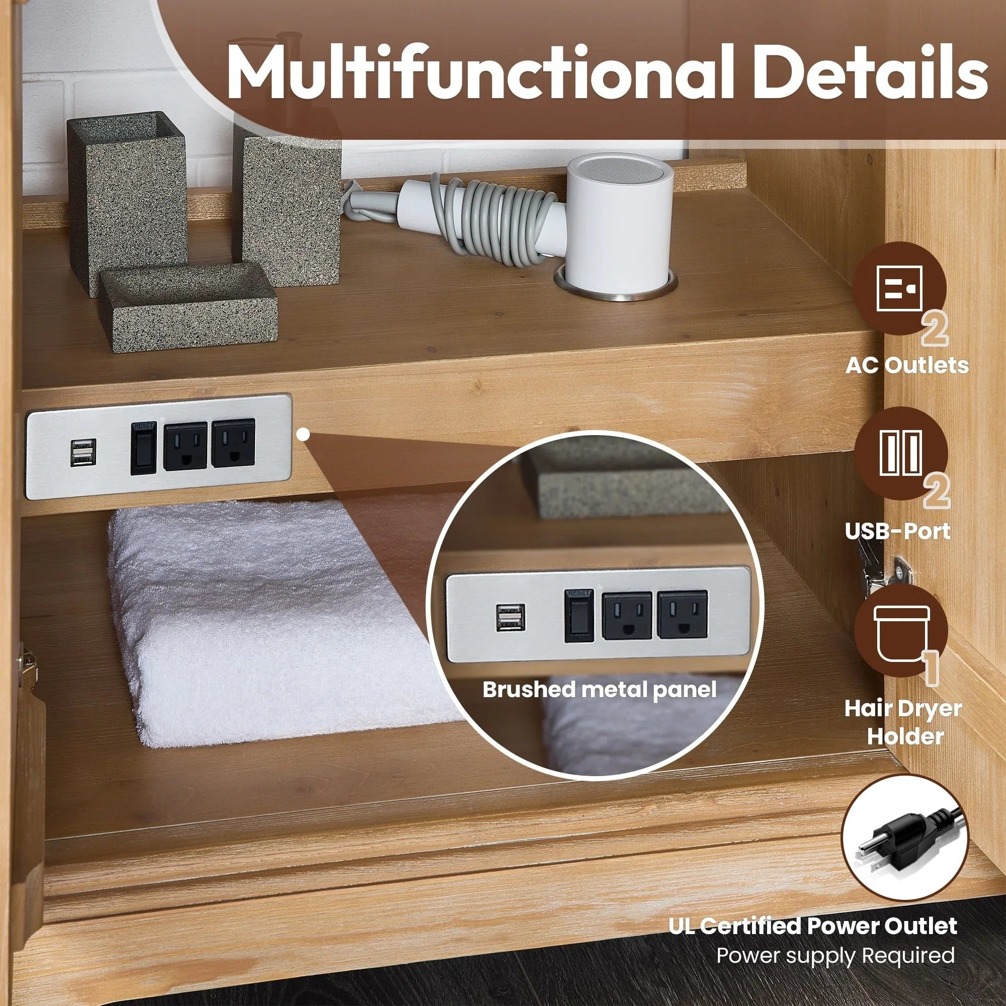 Mueble de baño Hervas con encimera de mármol natural sin espejo