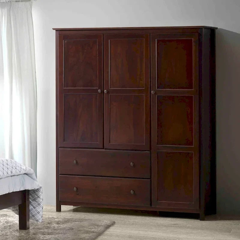 Armario de madera Shaker de 3 puertas Grain Wood Furniture - 60x72x22