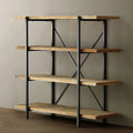 Estantería de pared industrial de madera y metal con 4 estantes