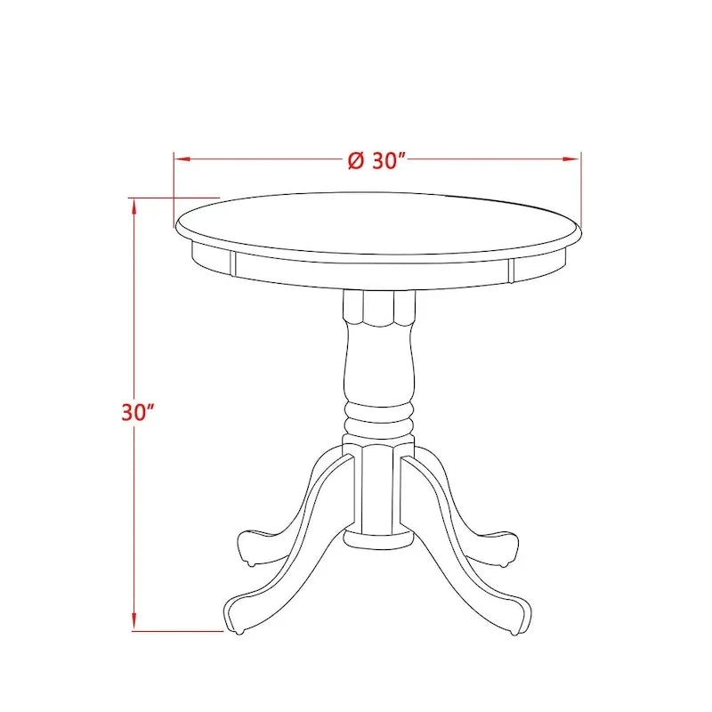 East West Furniture Eden Mesa de comedor - una mesa redonda de madera con pedestal, Buttermilk y Cherry