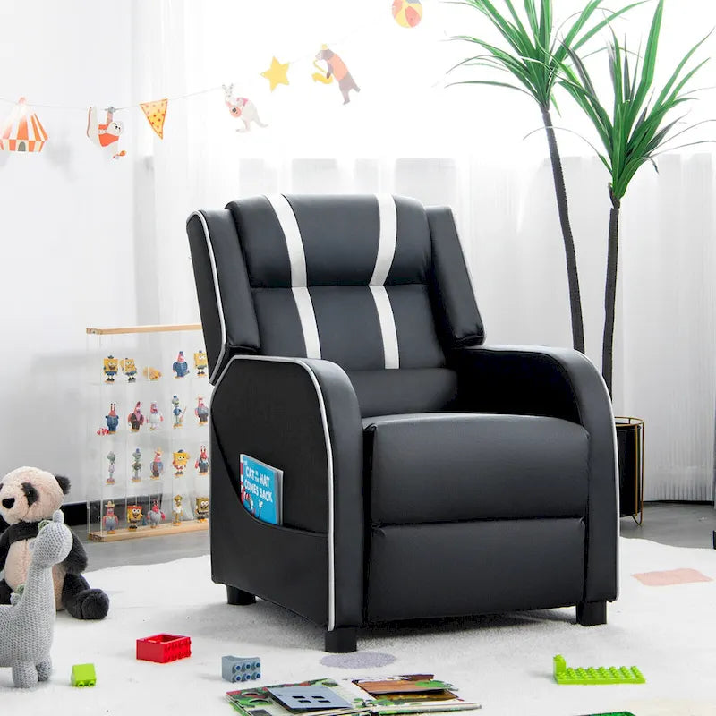 Sillón reclinable para niños Gymax, sofá ergonómico de cuero con reposapiés
