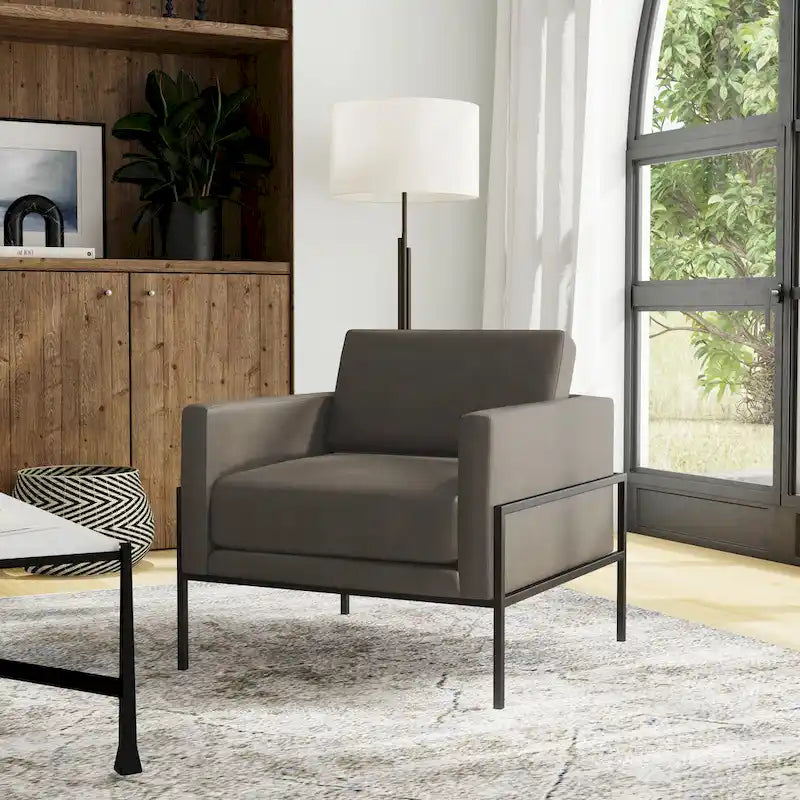 Sillón tapizado moderno HomePop con estructura de metal
