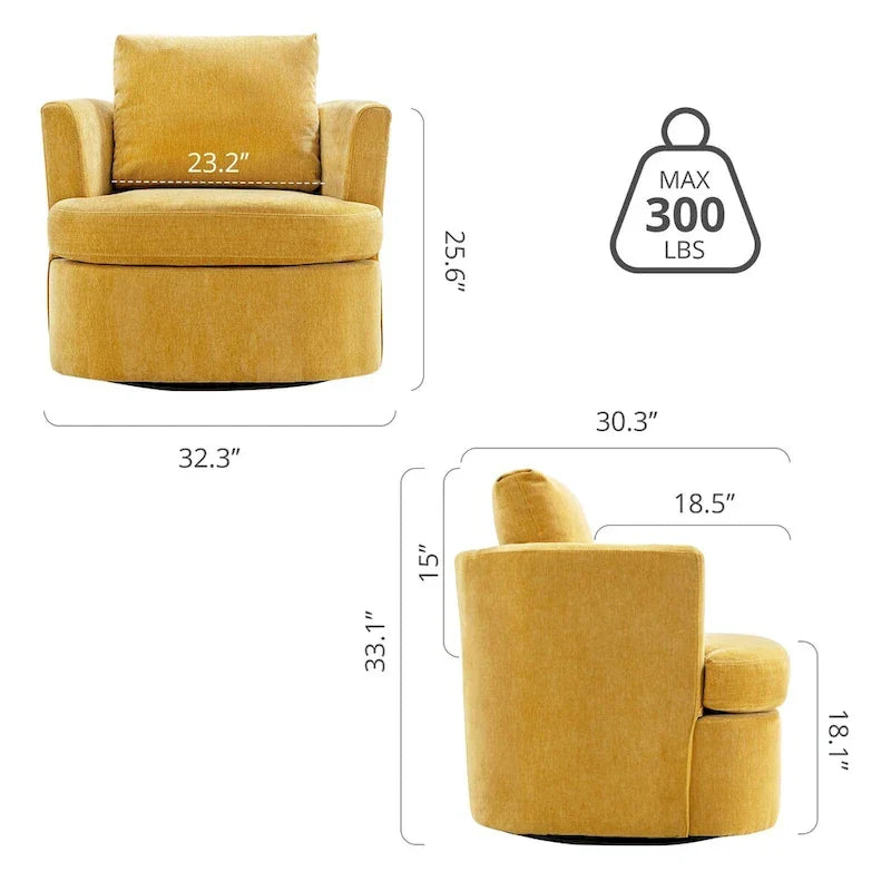 Juego de sillones giratorios tapizados en chenilla moderna, juego de sillones giratorios modernos para sala de estar