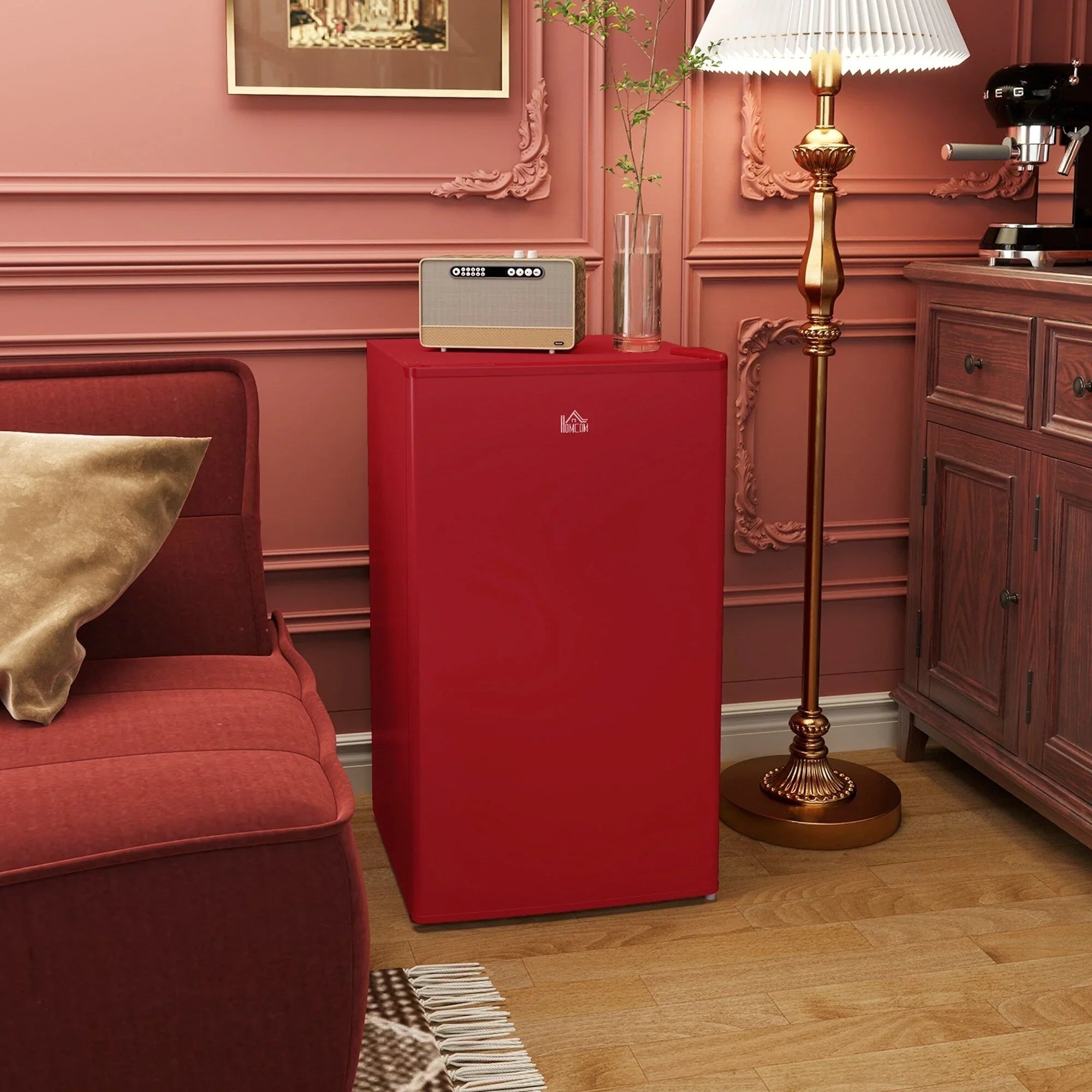 Mini Frigo da 3,2 Cu.Ft con Congelatore, Frigorifero Compatto a Porta Singola con Termostato Regolabile per Camera da Letto
