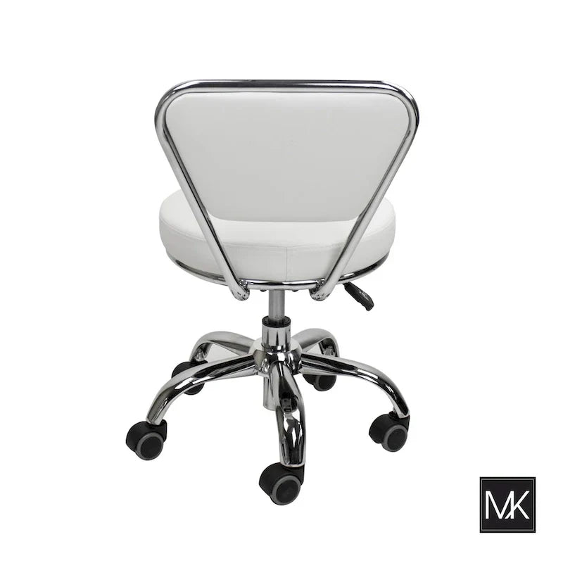 Taburete Dayton bajo ajustable de 13 a 15 con respaldo y ruedas, blanco - N/D