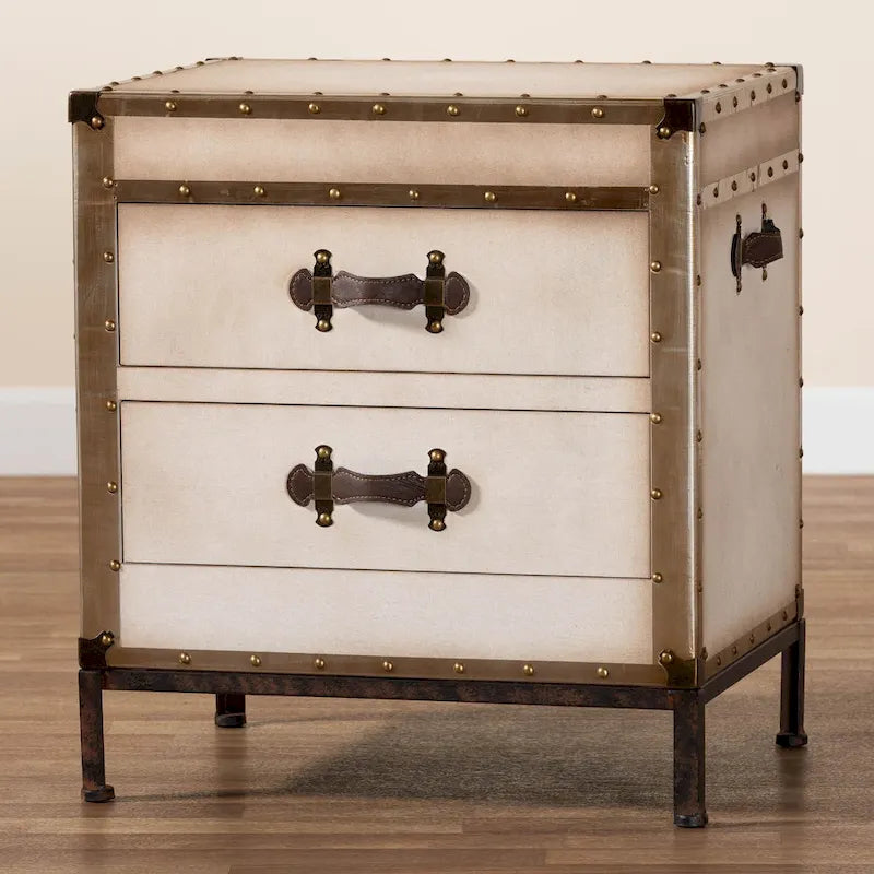 Baúl de mesa auxiliar de lona vintage Laura