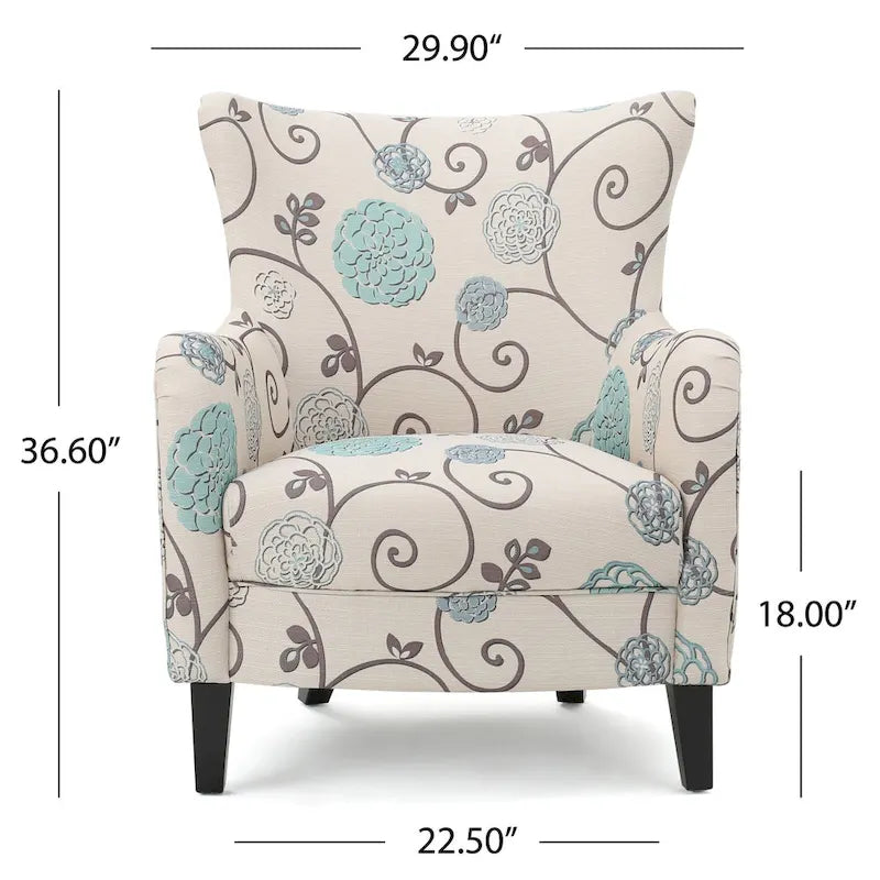 Sillón tapizado de respaldo alto Modern Retro de 30.25 pulgadas con patas de madera para sala de estar