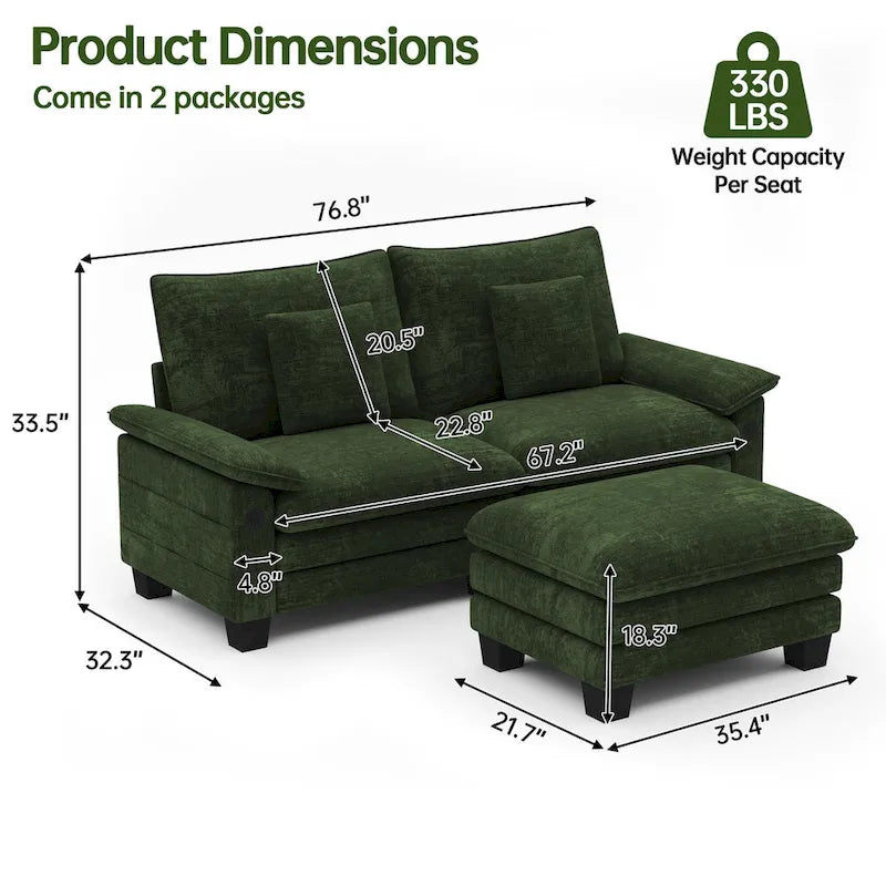Sofá seccional modular, sofá seccional Cloud cómodo con otomana, sofá cama de asiento profundo para sala de estar