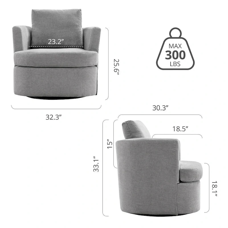 Juego de sillones giratorios tapizados en chenilla moderna, juego de sillones giratorios modernos para sala de estar
