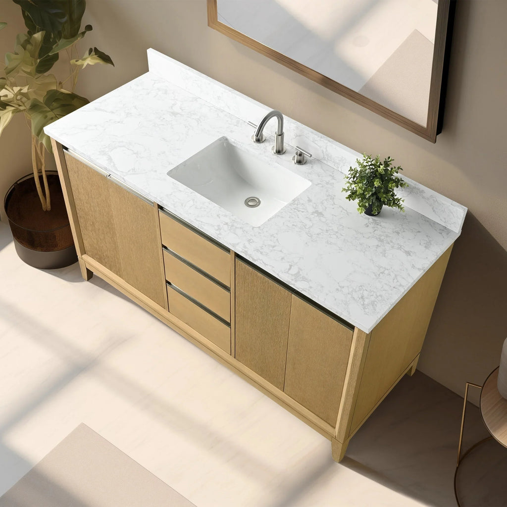 Mueble de baño Vanity Art con lavabo de cerámica y encimera de mármol de ingeniería