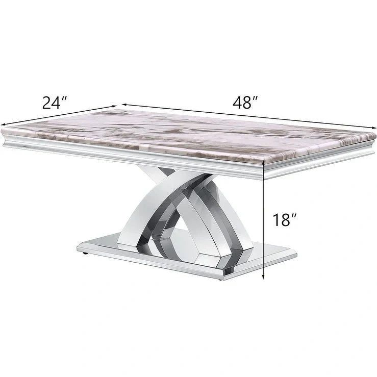 Mesa de centro moderna de 48" rectangular con base en X, mesas de centro tipo pedestal para sala de estar