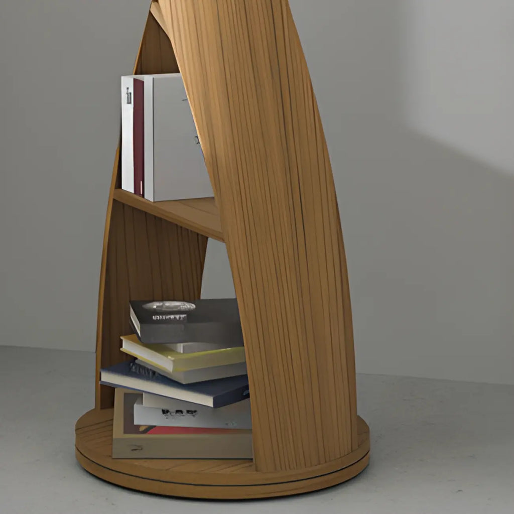 Estantería vertical de madera de 5 niveles con forma de reloj de arena contemporáneo